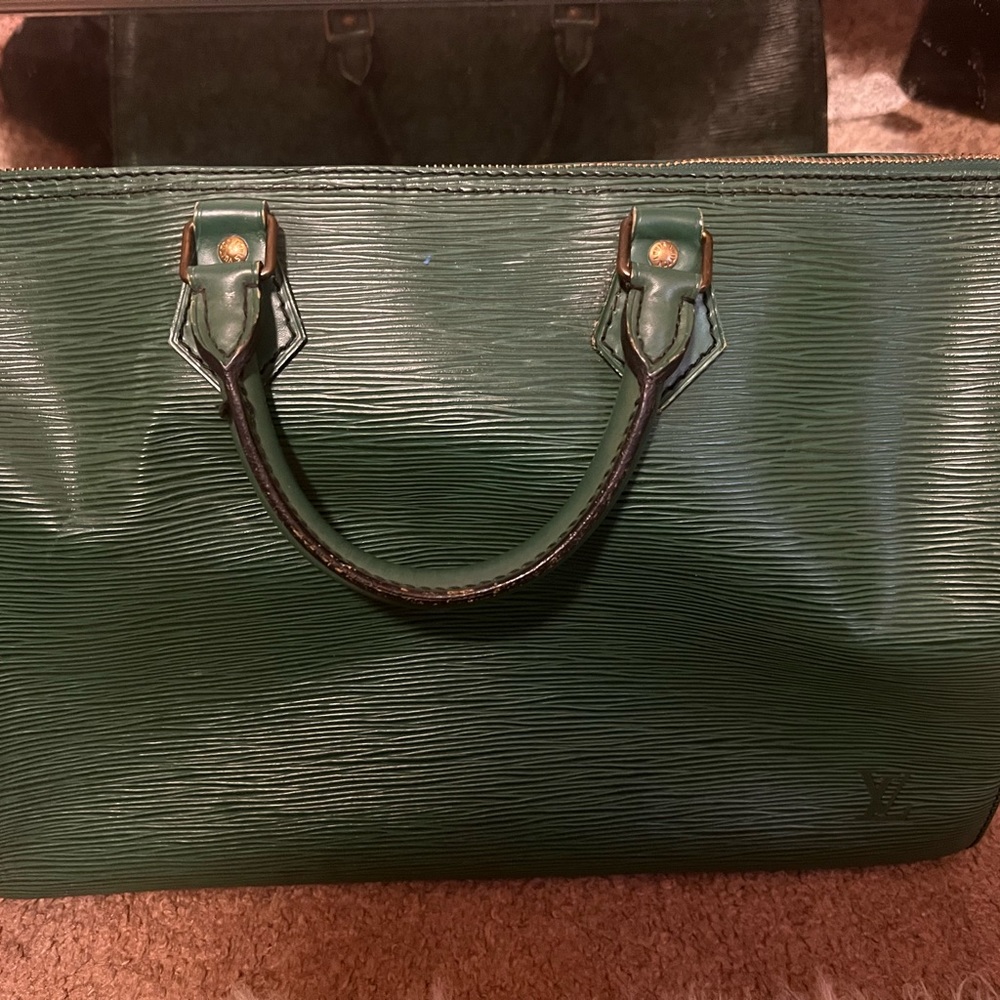 Green Louis Vuitton EPI Leather Tote Bag